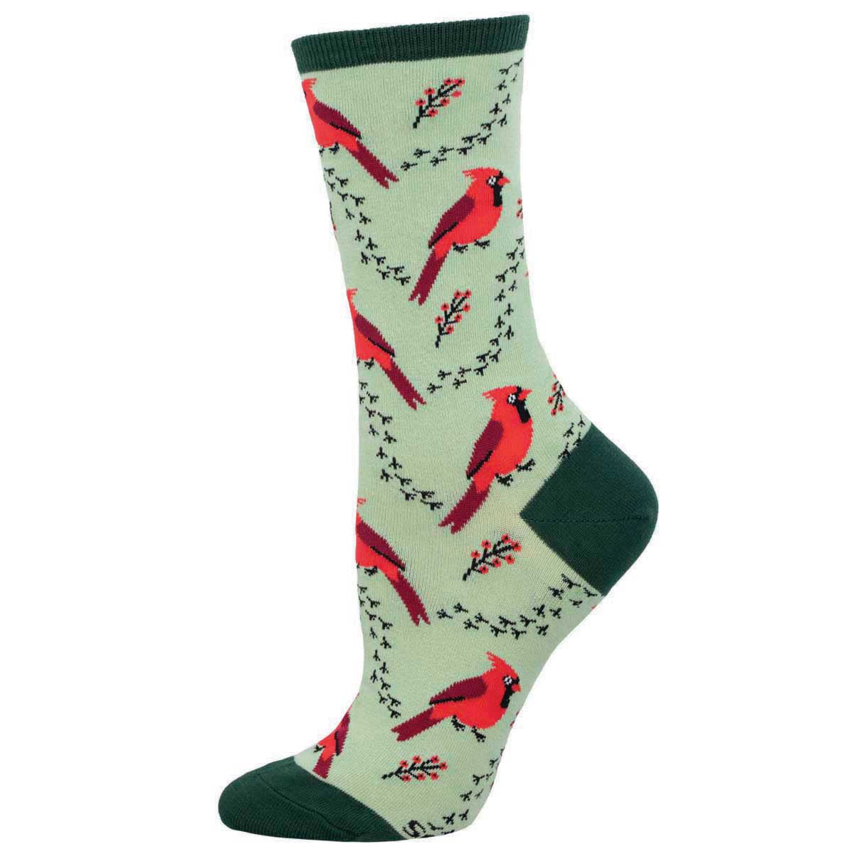 Women's Cardinal Tracks design sock in Mint color
