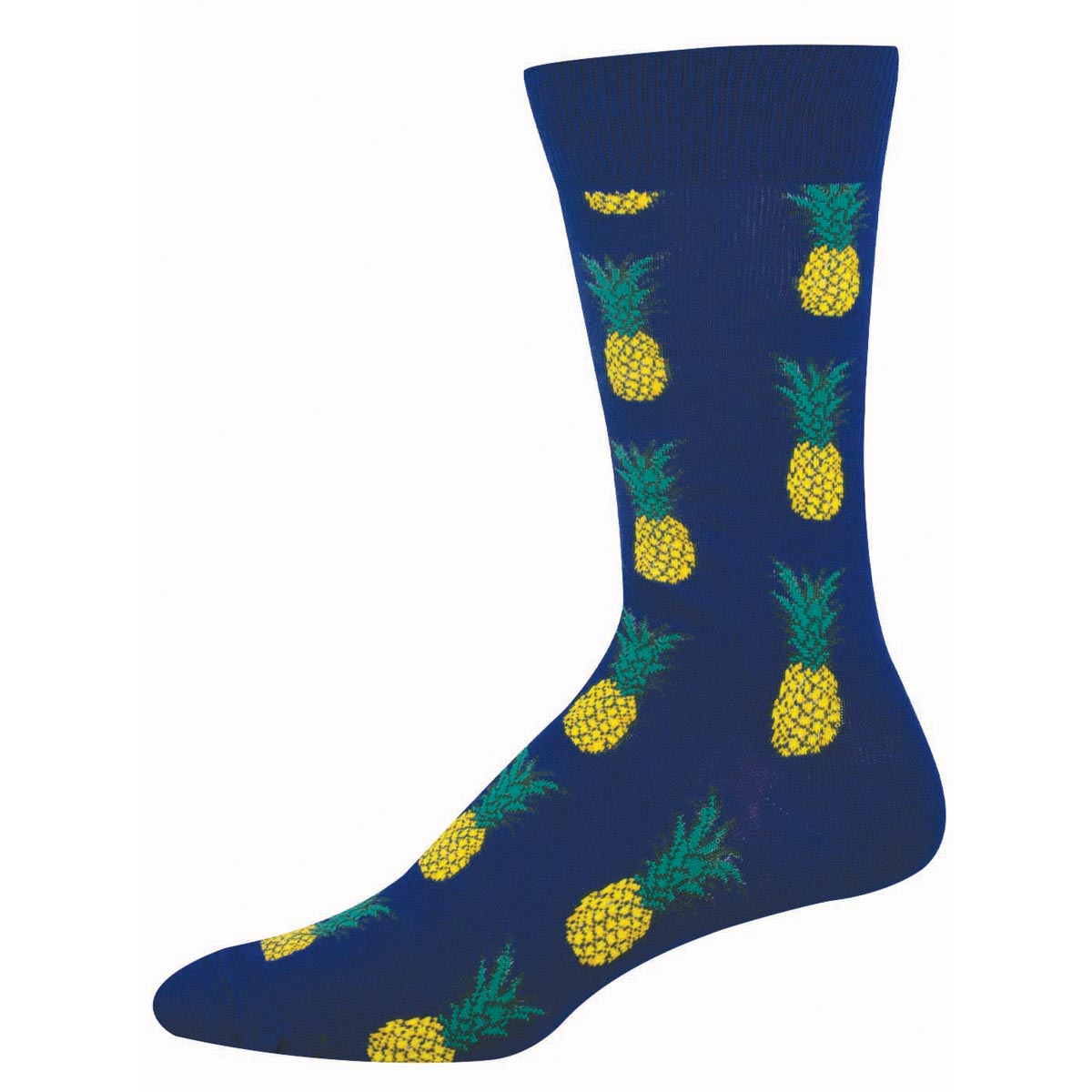 Blue sock with pineapple pattern