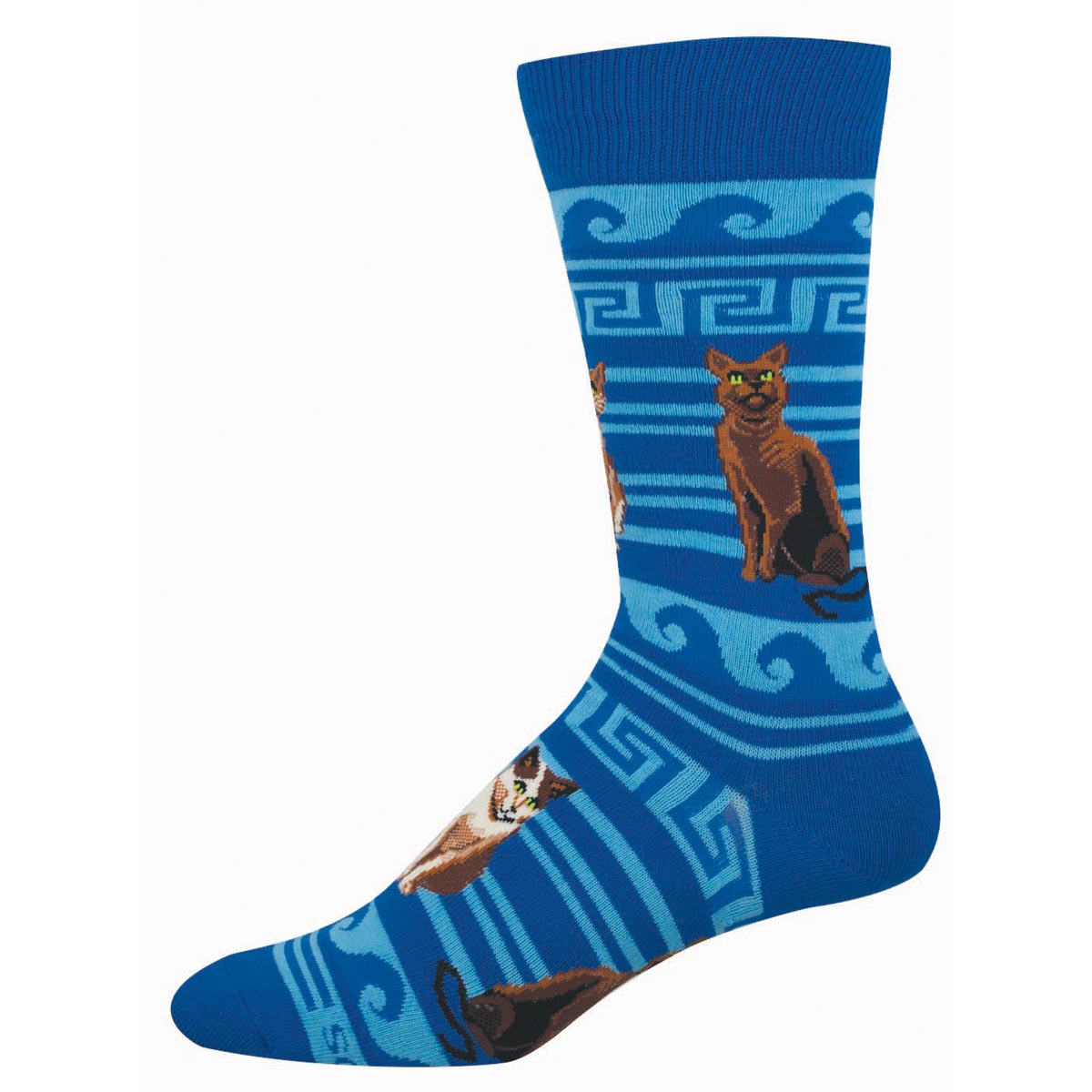 mens blue socks with greek cat design