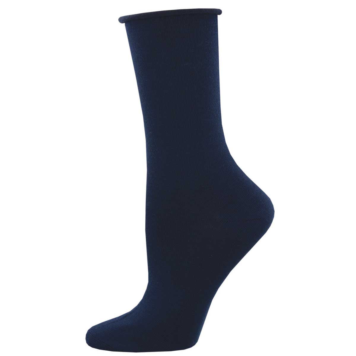 Women's solid bamboo sock in navy color