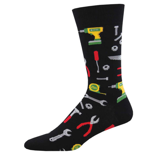 Black sock with tool pattern