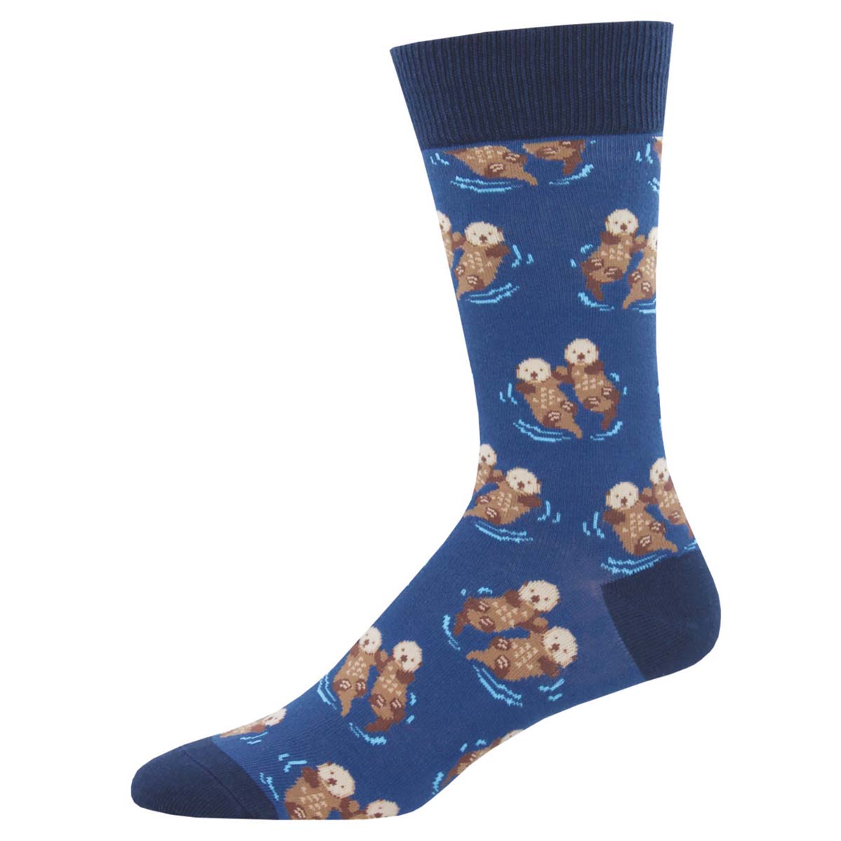 Men's Significant Otter sock in Blue color with otter pairs holding hands print