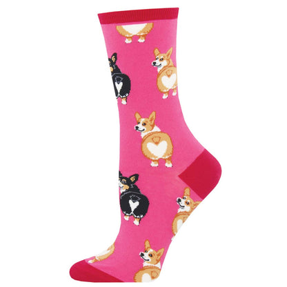 women's corgi butt sock in pink