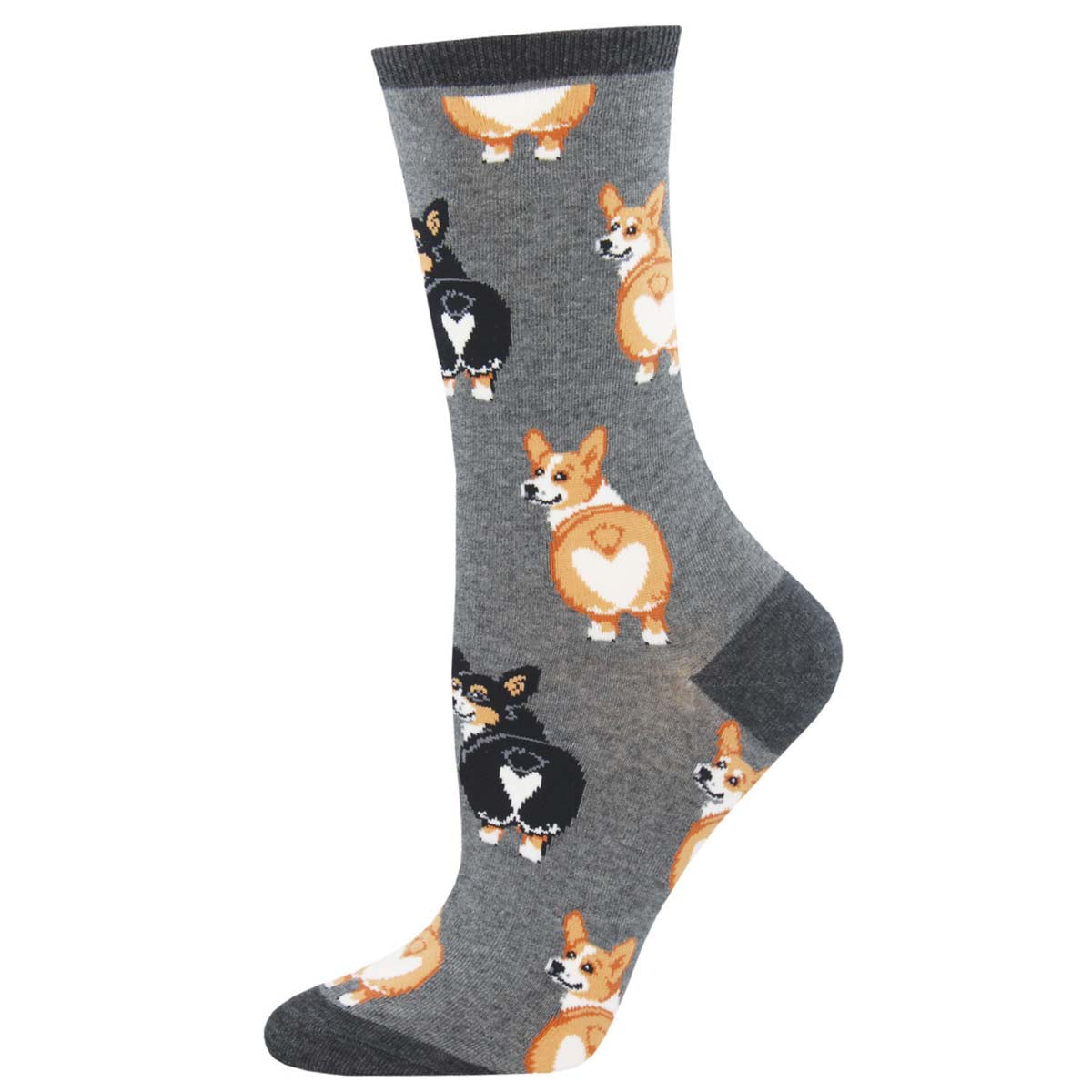 women's corgi butt sock in grey heather