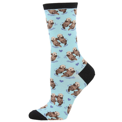 Socks with otter pattern on a light blue background