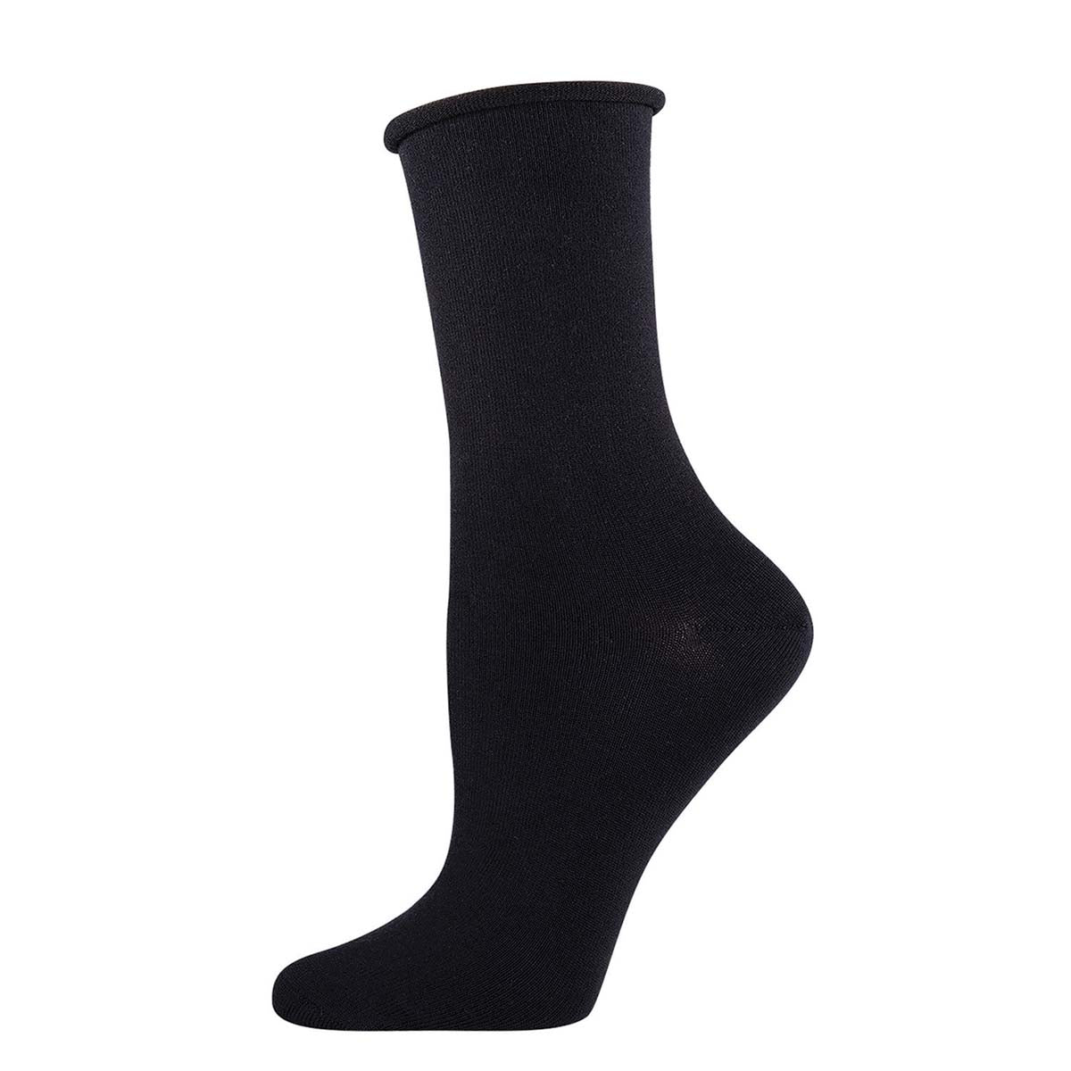 Women's solid bamboo sock in black color