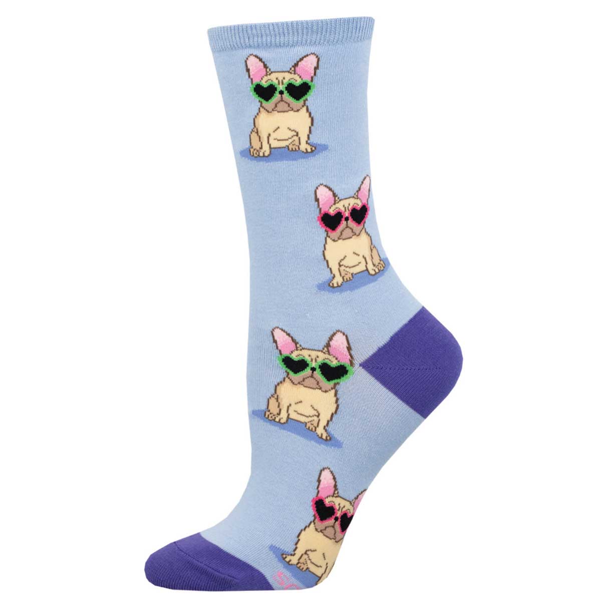 Women's Frenchie Fashion design sock in Periwinkle color
