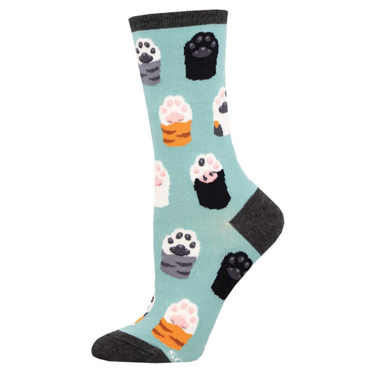 Women's Toe Beans sock in Blue color with cat paw design