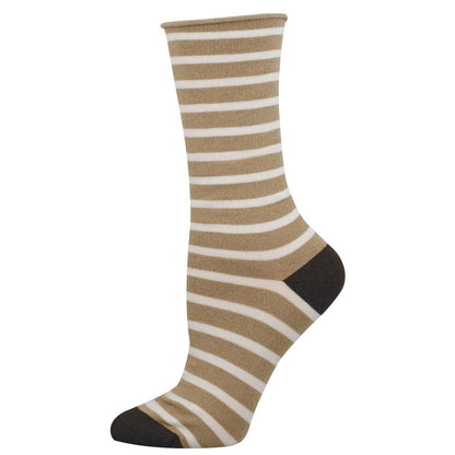 Women's SAILOR STRIPE ROLL TOP sock in HEMP HEATHER color