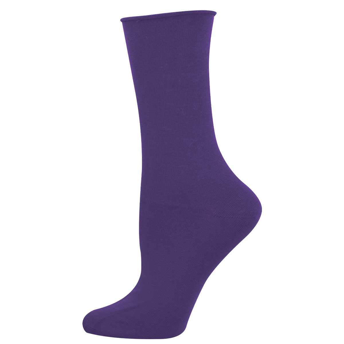 Women's solid bamboo sock in purple color