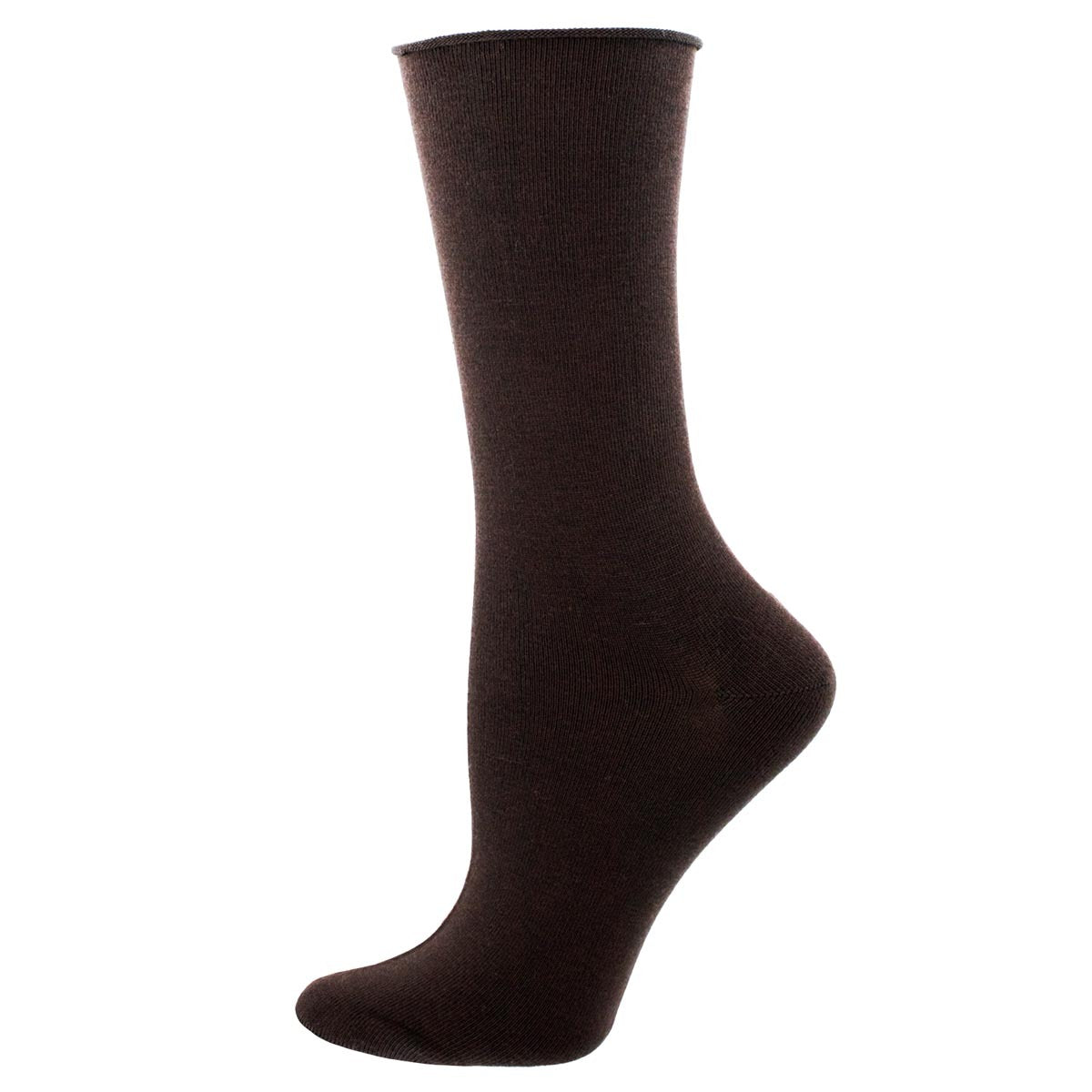 Women's solid bamboo sock in brown color