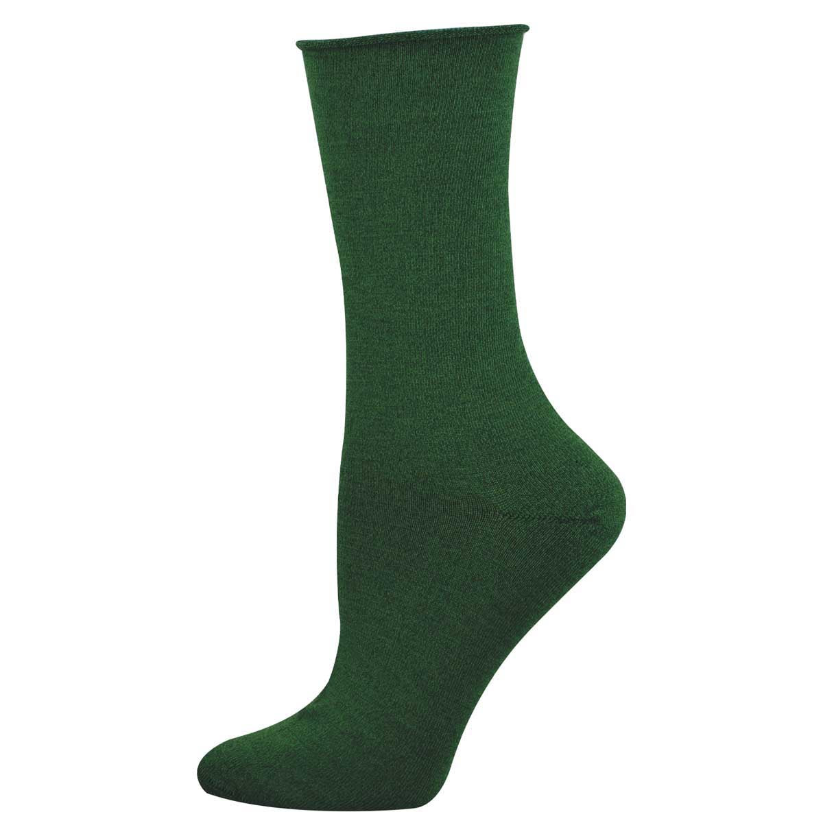 Women's solid bamboo sock in green color