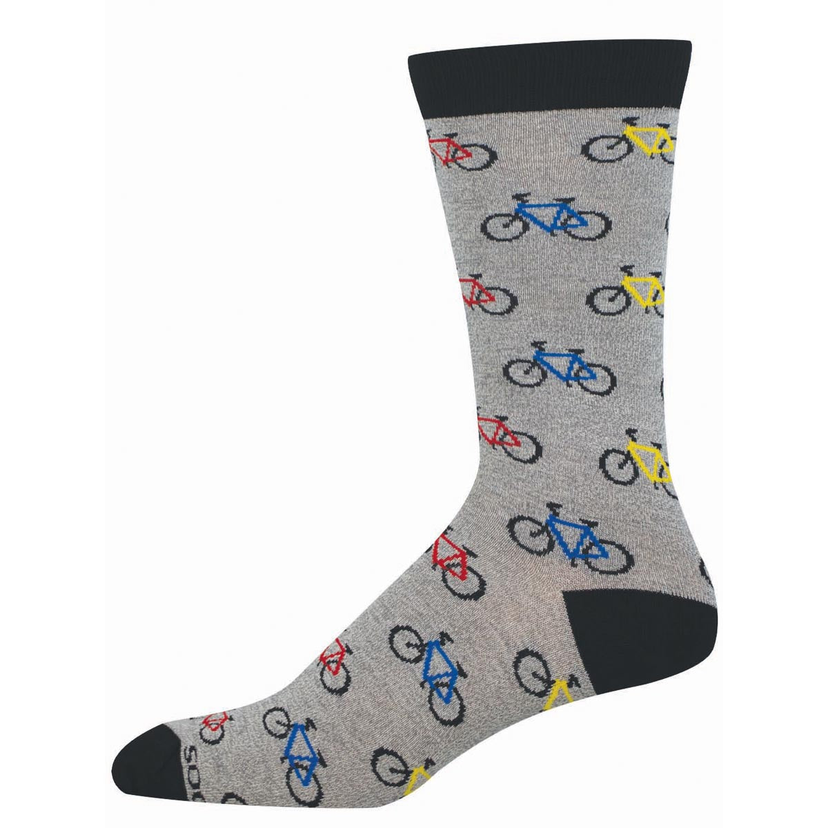 Gray sock with bicycle pattern