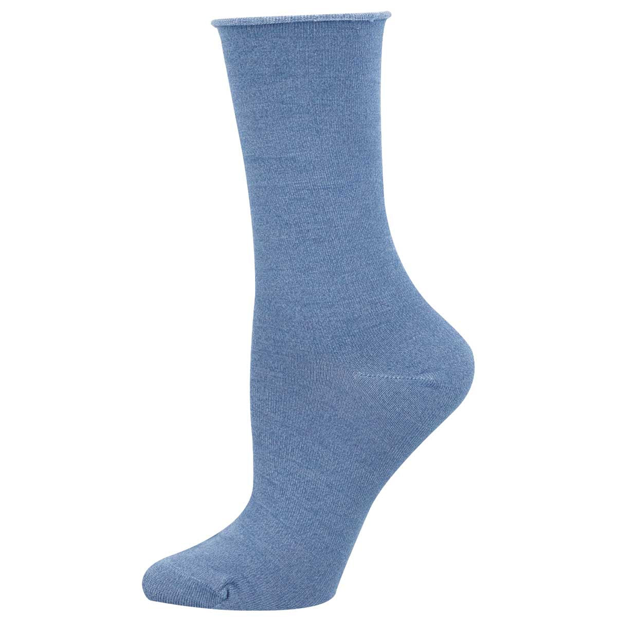 Women's solid bamboo sock in blue heather color