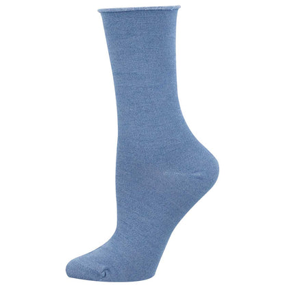 Women's solid bamboo sock in blue heather color