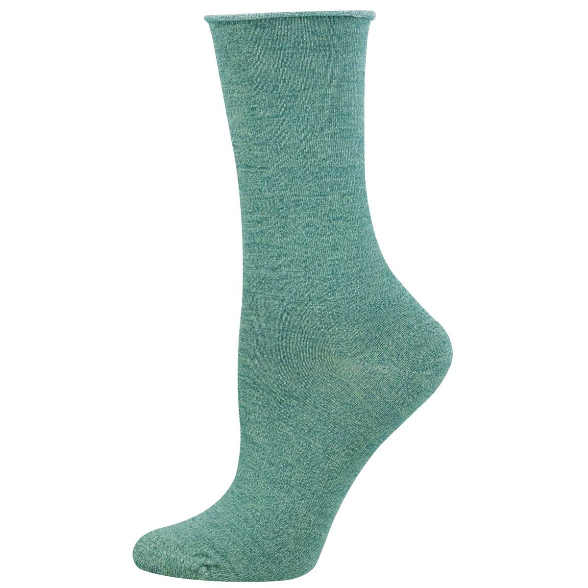 Women's solid bamboo sock in light green heather color