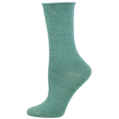 Women's solid bamboo sock in light green heather color