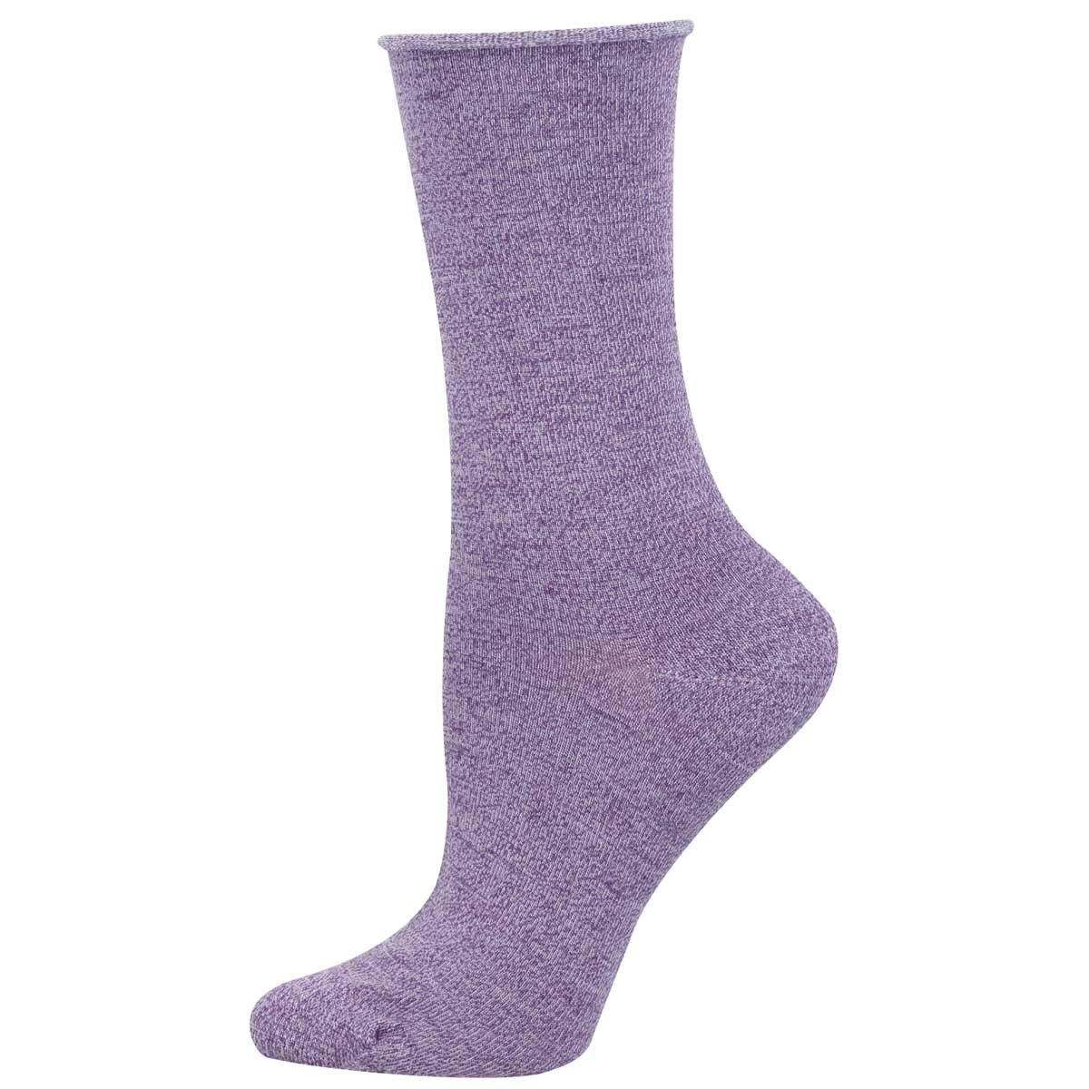 Women's solid bamboo sock in purple heather color