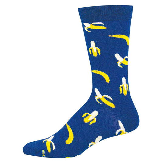 Blue sock with banana pattern