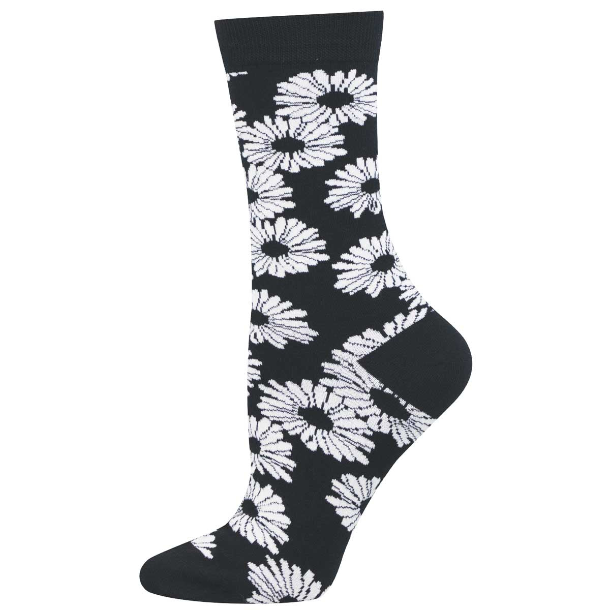 black and white daisies design sock