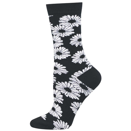 black and white daisies design sock