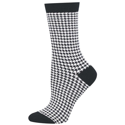 Black and white houndstooth patterned sock