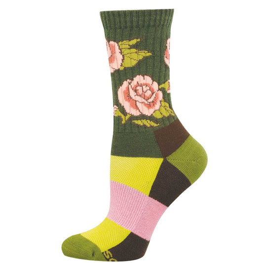 Colorful sock with floral rose pattern