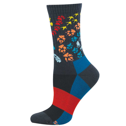 Colorful sock with animal footprint pattern